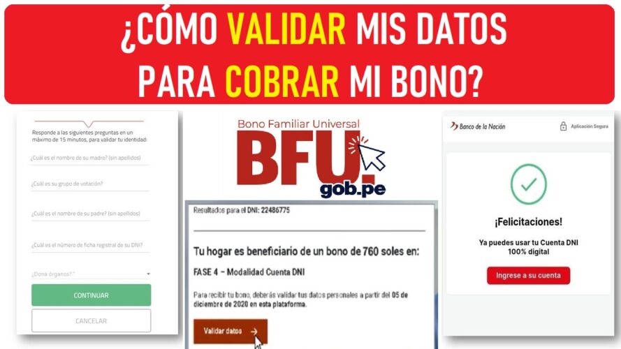 CÓMO VALIDAR MIS DATOS PARA COBRAR MI BONO