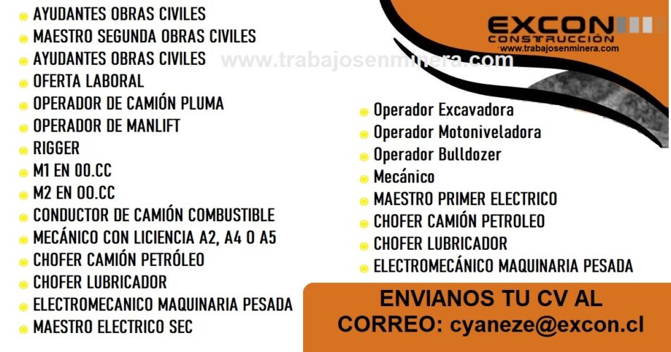 EXCON SE ENCUENTRA EN BUSQUEDA PARA PROYECTO