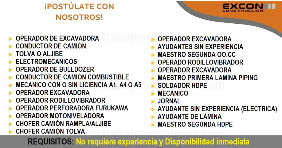 EXCON CONSTRUCCIÓN POSTULATE CON NOSOTROS