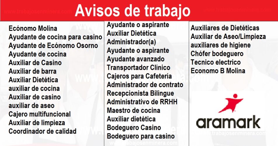 Avisos de trabajo en ARAMARK MULTISERVICIOS