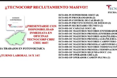 PERSONAL PARA TECNOCORP