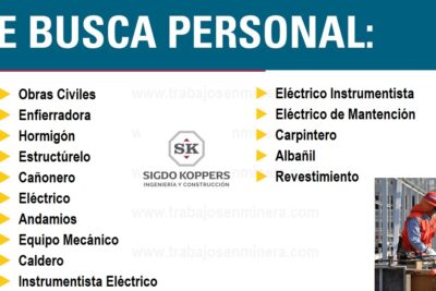 PERSONAL PARA TRABAJAR EN SIGDO KOPPERS