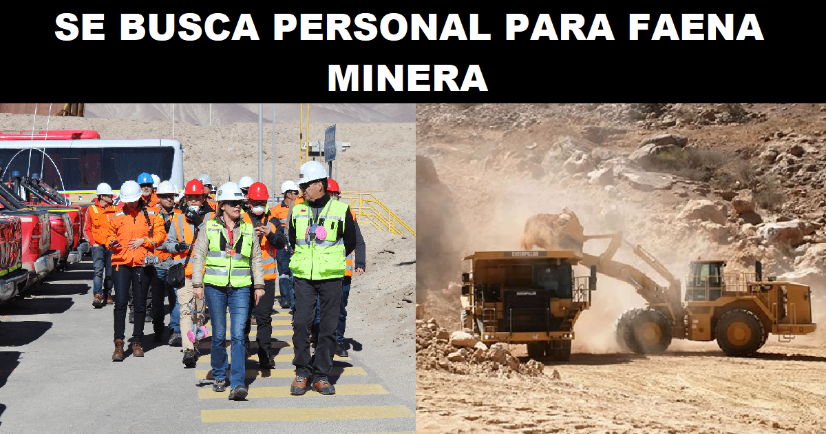 SE BUSCA PERSONAL PARA FAENA MINERA