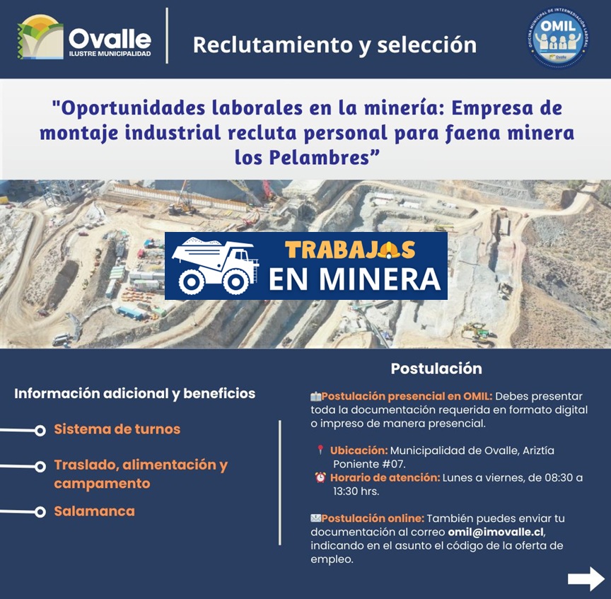 Nuevas oportunidades laborales en faena minera