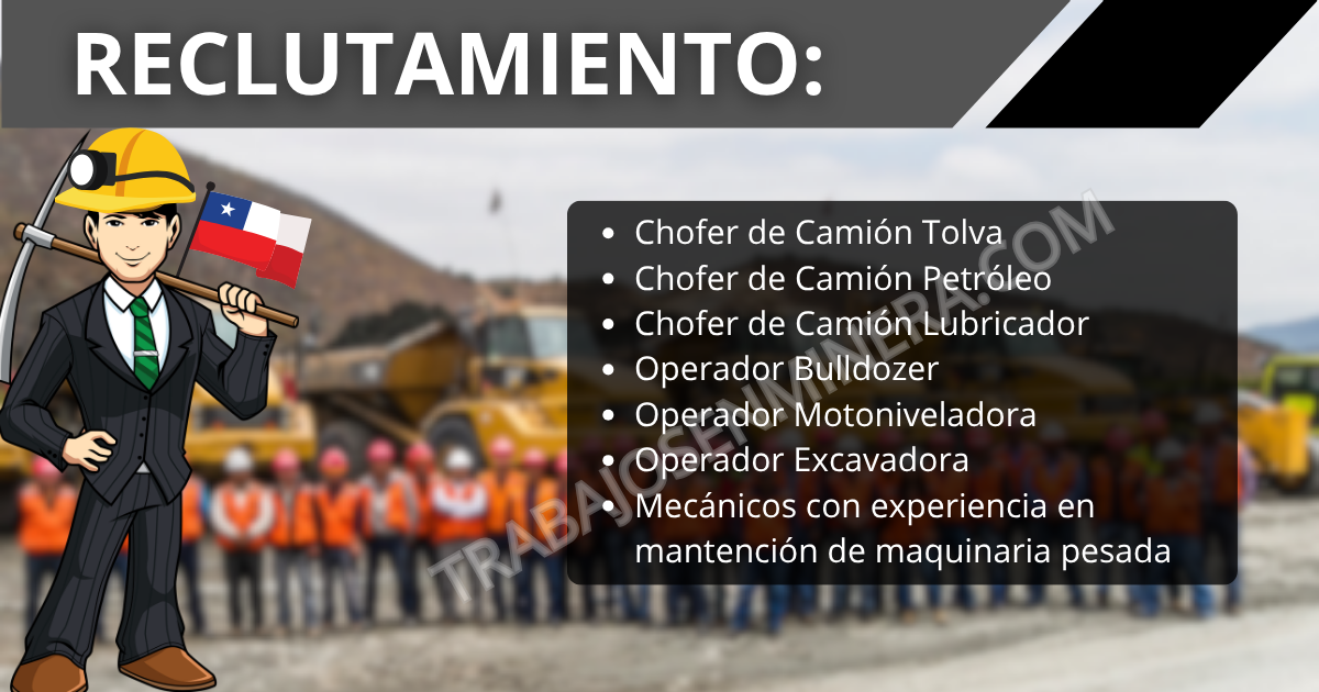 Reclutamiento de operadores y mecánicos para Excon